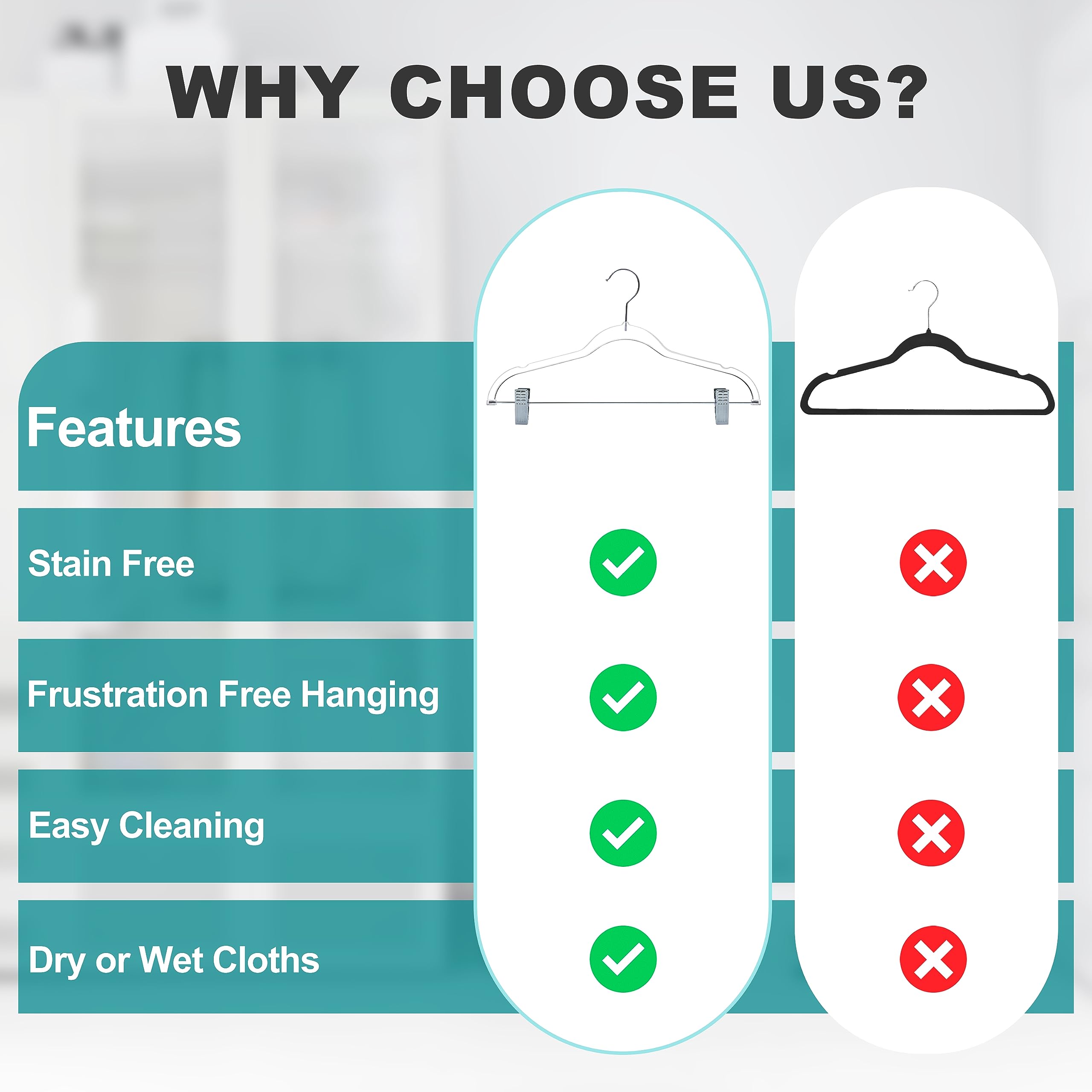 Clear Plastic Pants Hangers With Clips 20 Pack | Heavy Duty Skirt Hangers Swivel Hook And Notches | Space Saving Acrylic Clip Ha